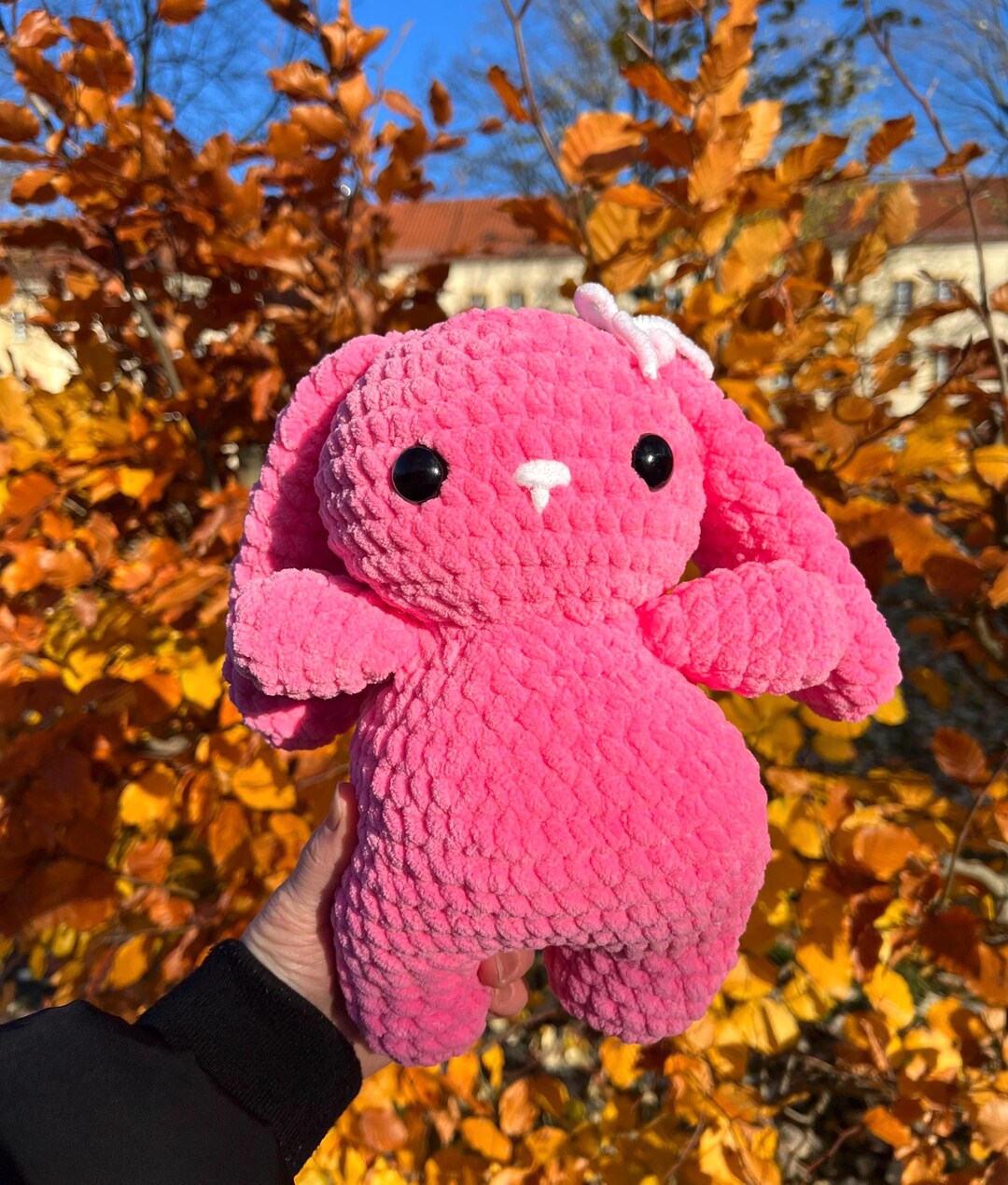 Bunny Plushie Amigurumi Crochet Handmade Chubby Pink Rabbit Gift for ...
