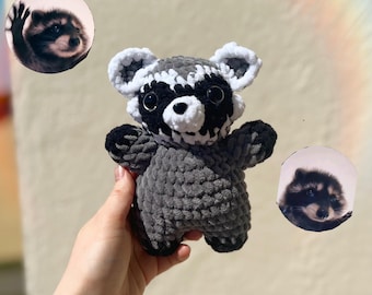 Pedro the Raccoon Amigurumi Plush | Crochet Dancing Raccoon | Handmade Pedro Stuffed Animal | Kawaii Animal Gift | Viral Trend Plush