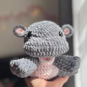 Baby Hippo Plush Moo Deng | Handmade Crochet Amigurumi Plushie | Viral Internet Trend Gift | Cute Hippo Stuffed Animal