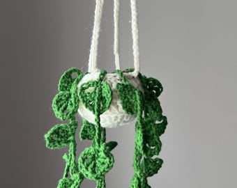 Crochet Hanging Plant | Mini Monstera Vine | Fake Plant Decor | Boho Room Decor | Small Crochet Planter | Amigurumi Plant Gift