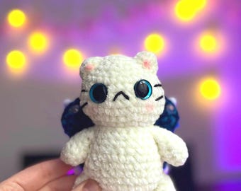 Fairy Cat Crochet Amigurumi – Sparkly Handmade Plush Kitty with Wings | Kawaii Gift for Cat Lovers | Whimsical Crochet Animal Doll