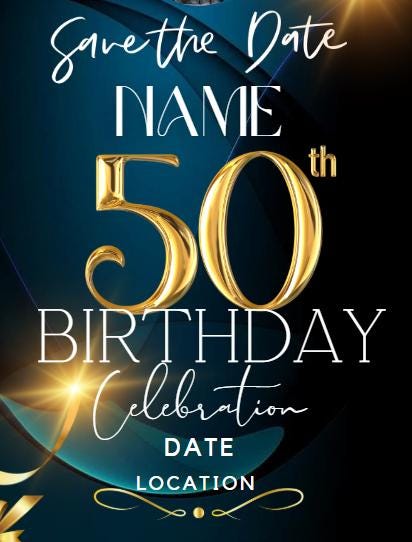 Canva PRO 50th Birthday Editable Flyer - Etsy