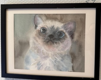 Custom Pet Portrait, Hand Painted Watercolor Dog or Cat Portrait from Photo, Personalized Pet Art Gift