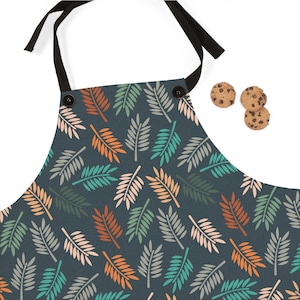 Kitchen Botanical Apron Delantal, Nature Lovers Gift, Eco-Friendly Cooking Apron, Gardening Apron, Unique Accessory, Leafy Design, Polyester