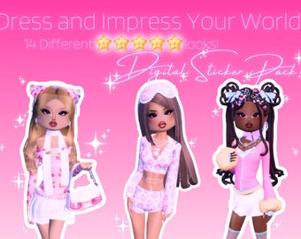 Paquete de pegatinas de moda Dress To Impress / Descarga digital instantánea PNG / Archivo PDF de alta calidad, Canva / Pegatinas de chicas de Roblox /