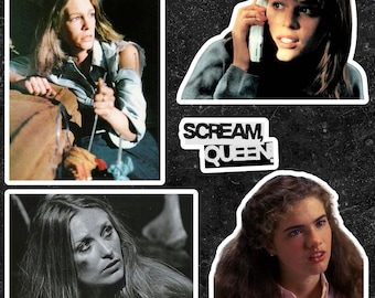 Classic Final Girls Sticker Pack | 4 x 4 in | Laurie Strode, Sidney Prescott, Sally Hardesty, Nancy Thompson | Horror Gift, Merch