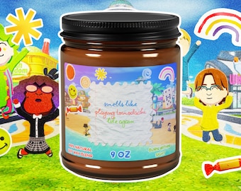 Vela con aroma a Tomodachi Life / Living The Dream, vela de soja perfumada de regalo para gamers Mii / 9 oz, frasco ámbar /