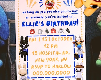 Animal Hospital Personalized Birthday Invite | Completely Customizable, Canva | Roblox Bday Invitation Template