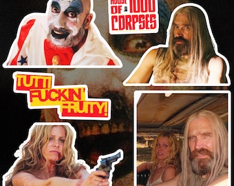 House of 1000 Corpses Sticker Pack | 4 x 4 in | Captain Spaulding, Otis Driftwood, Baby Firefly | Rob Zombie Fan Sticker, Horror Merch