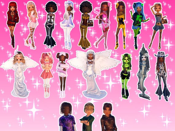sticker fashion dress to impress Dress to Impress Fashion Sticker Pack 2 | Instant Digital Download Canva  Link | High Quality PDF, PNG, JPG | Roblox Girls Stickers