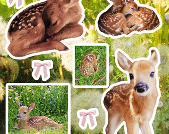 Adorable Deer Sticker Pack | 4 x 4 in | Deer, Pinterest, Cute Whimsical Aesthetic | Journal, Coquette Scrapbook
