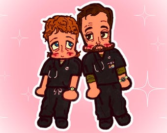 Pegatina de Hucklerobby Chibis / El regalo de Pitt, Merchandising, Dennis Whitaker y Michael Robinavitch / Pegatinas MLM