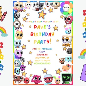 Dandy&#39;s World Personalized Birthday Invite | Completely Customizable, Canva | Roblox Bday Invitation Template