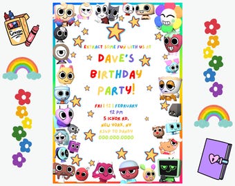 Invitación de cumpleaños personalizada de Dandy's World / Plantilla de invitación de cumpleaños de Roblox / Canva completamente personalizable