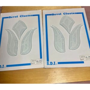 2 Stained Glass Tulip Style Clear Bevel Clusters BC10 BC306 BC-306 Bevel NOS