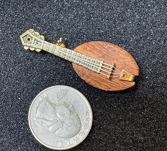 Mandolin Brooch Clip String Instrument Detailed N… - image 1