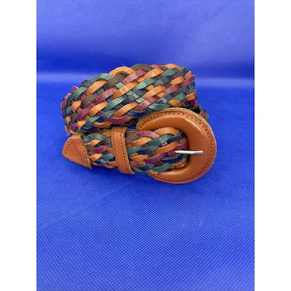 Vintage 80s 90s Braided Woven Multicolor Genuine Leather  display picture 3