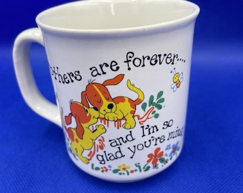 Los hermanos son para siempre... ¡y me alegra tanto que seas el mío! Taza vintage nostálgica de los 70