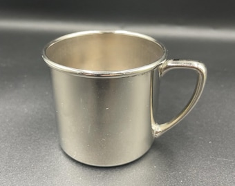 Taza de bebé plateada vintage: regalo para niños pequeños de la década de 1940