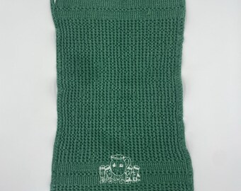 Toalla de mano de cocina vintage de algodón verde gofre con bordado de Kool Aid Man