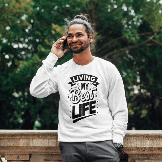 Felpa Living My Best Life, maglione con scritta Cozy Word Art
