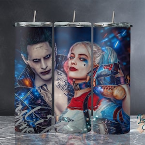 Harlequin and Joker Tumbler Designs, 20oz Skinny Tumbler Sublimation Design, Digital Download PNG, 20oz Tumbler Design