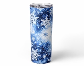 Christmas Snowflakes Tumbler Wrap PNG, 20oz Sublimation Instant Download