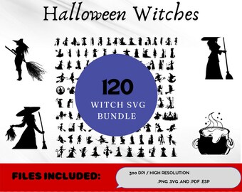 WITCH SVG, Witch Bundle Svg, Halloween Svg, Halloween Witch Svg, Witch Clipart, Witch Cut Files For Cricut, Witch Silhouette