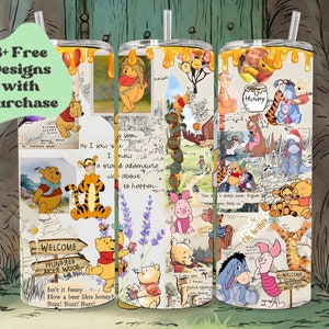 Winnie Pooh 20oz Skinny & Tapered Tumbler Sublimation Designs, Cartoon Pooh Tumbler Png, Winnie The Pooh Wrap, Instant Download #STD