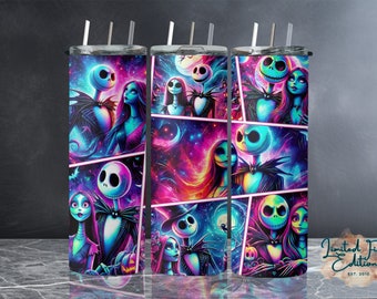 Jack Skellington & Sally Tumbler Wrap, Spooky Halloween (Digital Download)