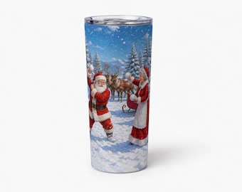 Christmas Snowball Fight Tumbler Wrap PNG, 20oz Sublimation Instant Download