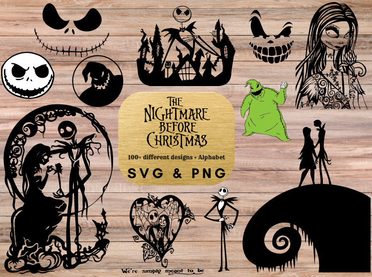 The Nightmare Before Christmas Svg Png Bundle, Jack Skellington Svg Png, Nightmare Svg, Jack Skellington Clipart Silhouette Cricut