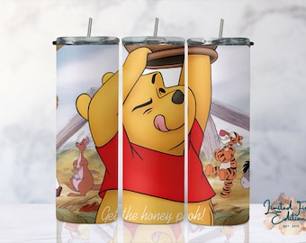 Winnie The Pooh Tumbler Wrap, Cartoon 20oz Skinny Tumbler Design (PNG Digital Download)