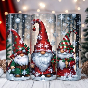 Christmas Gnome Tumbler Wrap, Xmas 20 oz Skinny Tumbler Sublimation Design, Christmas Gnome Tumbler PNG, Instant Digital Download