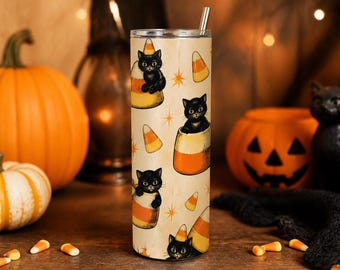 Candy Corn Tumbler Wrap PNG, 20oz Cute Halloween Sublimation Instant Download