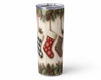 Christmas Stockings Tumbler Wrap PNG, 20oz Sublimation Instant Download