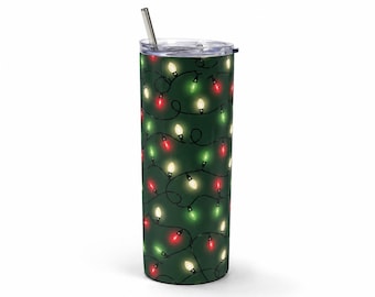 Christmas Lights Tumbler Wrap PNG, 20oz Sublimation Instant Download
