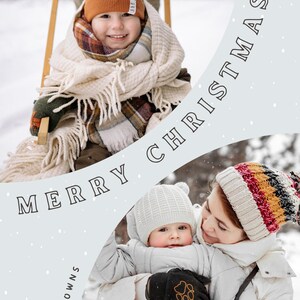 Elegante moderne Fotocollage Weihnachtsfeiertags-Postkartenschablone, kundenspezifische Fotoweihnachtspostkarte, Weihnachtskarte für Familie u