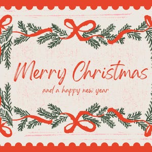 Vintage Minimal Weihnachtskarte, Benutzerdefinierte Foto Weihnachtspostkarte, Weihnachtskarte für Familie und Freunde, Weihnachtspostkartenvorlage
