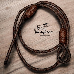 Braided Kangaroo 6 Plait 37” Brandy and Whiskey Show Lead Whiskey End Knots