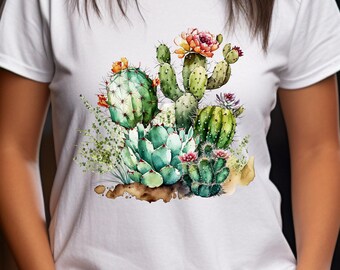 Desert Shirt, Cactus Plants, T-Shirt For Women, Cactus Shirt, Desert Adventure Shirt, Arizona Shirt, Cute Cactus Shirt, Cactus Scene Shirt