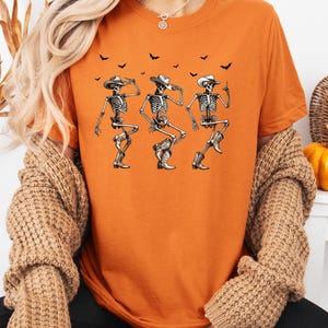 Halloween Dancing Skeleton Shirt, Western Halloween Cow Shirt, Halloween Cowboy Shirt, Halloween Tee, Halloween Cow, Halloween Tee