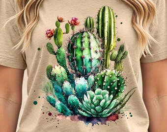 Desert Shirt, Cactus Plants, T-Shirt For Women, Cactus Shirt, Desert Adventure Shirt, Arizona Shirt, Cute Cactus Shirt, Cactus Scene Shirt