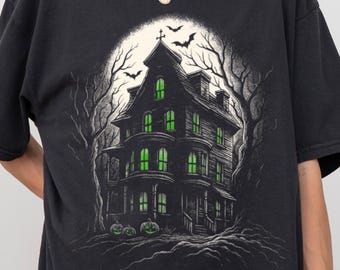Vintage Halloween Haunted House Comfort Colors Shirt: Spooky Mansion Tee