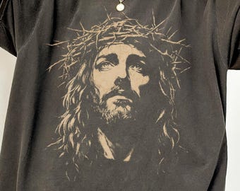 Vintage Portrait of Christ Shirt, Jesus Apparel Christian Faith Tee, Easter Gift