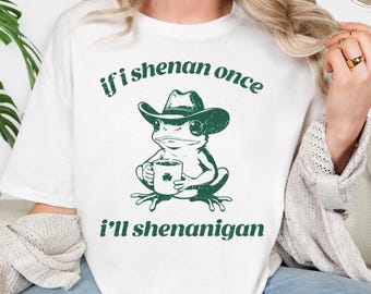 Funny St. Patrick's Day Shirt: Cowboy Frog Shenanigan - Comfort Colors