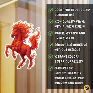 Chinese New Year 2026 Zodiac Decal Gift, Fire Horse Lunar New Year Celebration Sticker, Year of the Horse Red Vinyl Decal, Auspicious Horse Art Chinese Zodiac Gift, Intricate Pattern Horse Laptop Sticker, Red and Orange Flame Horse Sticker Art, Zodiac Celebration Decal for Water Bottle, Oriental Style Fire Horse Decoration, Celestial Horse Vinyl Sticker for Planners, Unique Chinese Art Zodiac Horse Gift Idea