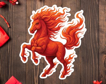 Fire Horse Sticker, Chinese Lunar New Year 2026 Decal, Zodiac Animal Celebration Gift