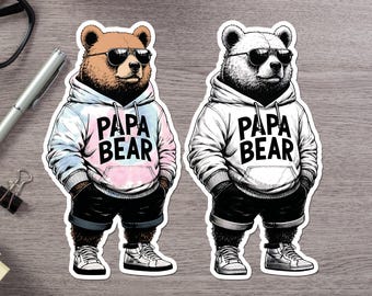 Papa Bear Sunglasses Street Style Sticker, Dad Gift, Car Decal