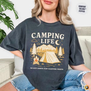 Camping Life Comfort Colors Shirt: Campfire Nights Tee Pepper